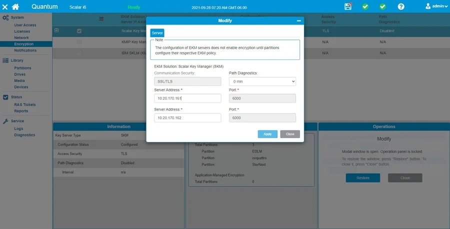 Scalar Key Manager management interface